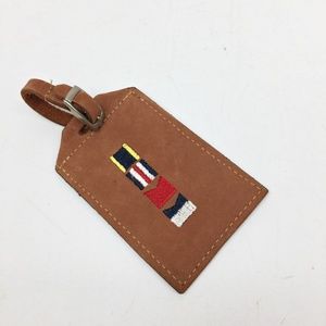 Zep-Pro Luggage Briefcase ID Tag Tan Suede Flags